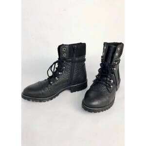 NEW STEVE MADDEN women's zofie leather combat boot in black